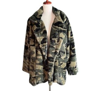 Miley + Molly Super Soft Open Front Camo Teddy Jacket